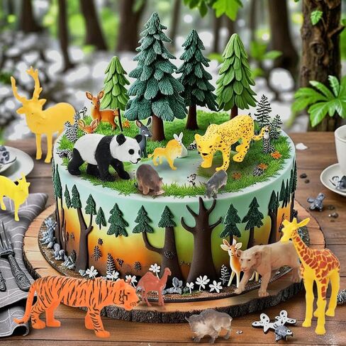 24Pcs Jumbo Safari & Zoo Animals Figures, Realistic Plastic Animal Toys Set for Kids 1 2 3, Lion, Elephant, Perfect for Play, Education, Baby Shower Decor,Party Supplies Cake Topper in Saudi Arabia