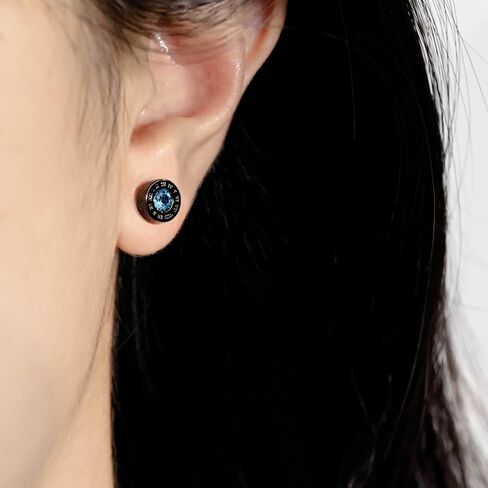 Immobird Black Stud Earrings 925 Sterling Silver Ear Post with Colorful CZ Hypoallergenic Earrings for Men and Women Roman Numerals in Saudi Arabia
