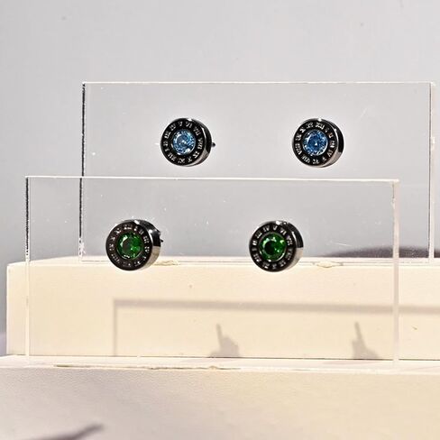 Immobird Black Stud Earrings 925 Sterling Silver Ear Post with Colorful CZ Hypoallergenic Earrings for Men and Women Roman Numerals in Saudi Arabia