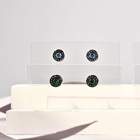 Immobird Black Stud Earrings 925 Sterling Silver Ear Post with Colorful CZ Hypoallergenic Earrings for Men and Women Roman Numerals in Saudi Arabia