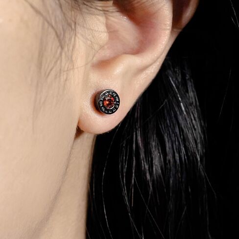 Immobird Black Stud Earrings 925 Sterling Silver Ear Post with Colorful CZ Hypoallergenic Earrings for Men and Women Roman Numerals in Saudi Arabia