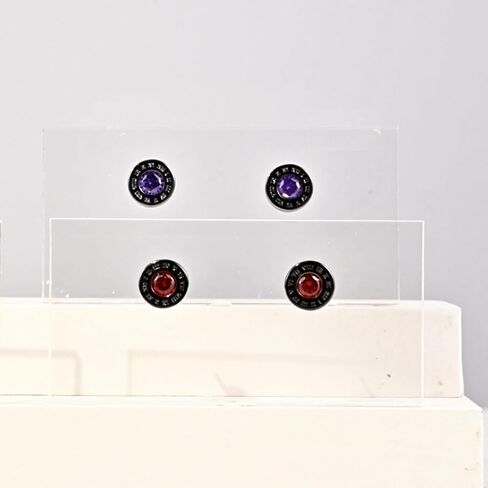 Immobird Black Stud Earrings 925 Sterling Silver Ear Post with Colorful CZ Hypoallergenic Earrings for Men and Women Roman Numerals in Saudi Arabia