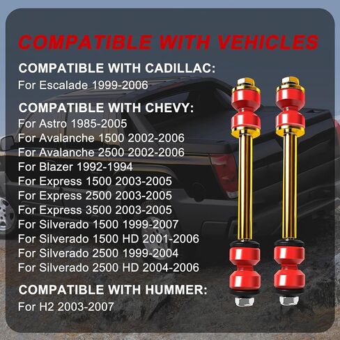 K80631 Sway Bar Stabilizer Link Kit متوافق مع كاديلاك إسكاليد 1999-2006، لسيلفرادو لـ Avalanche 2002-2006، لـ Express 2003-2005، لـ Hummer H2 2003-2009 مجموعة وصلات التعليق in Saudi Arabia