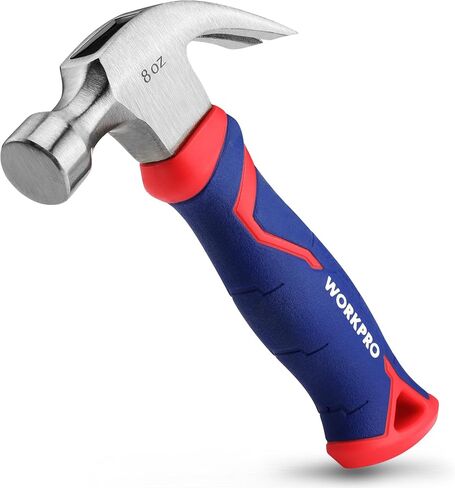 WORKPRO 16 oz Claw Hammer with Fiberglass Handle, All Purpose Hammer with Forged Hardened Steel Head, Smooth Face & Shock Reduction Grip, Blue in Saudi Arabia