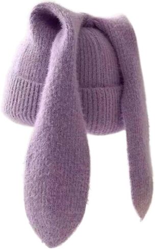 YEKEYI Long Ears Funny Hat Knit Beanie Hats Cute Bunny Winter Cap Warm Knit Rabbit Skull Cap in Saudi Arabia