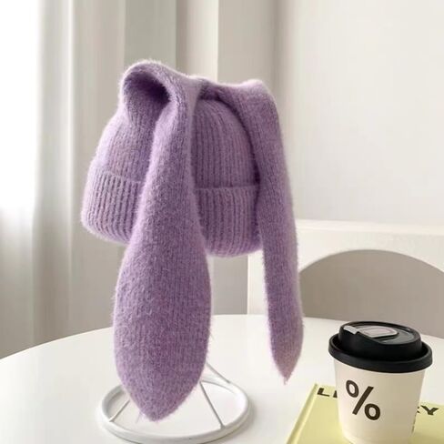 YEKEYI Long Ears Funny Hat Knit Beanie Hats Cute Bunny Winter Cap Warm Knit Rabbit Skull Cap in Saudi Arabia