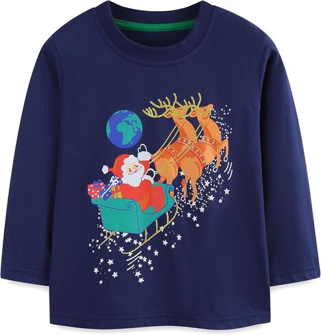 Toddler Boys Girls Ugly Xmas Graphic Long Sleeve T-Shirts Kids Fall Holiday Tops Tees 2-7T in Kuwait