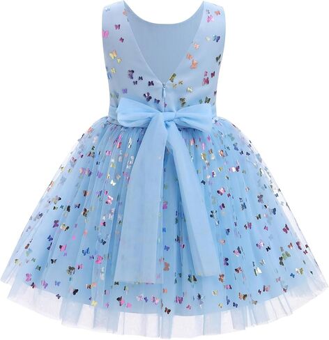 IDOPIP Toddler Baby Girls Sequin Butterfly Tutu Dress Princess Birthday Party Pageant Flower Girl Wedding V-Backless Dresses in Saudi Arabia