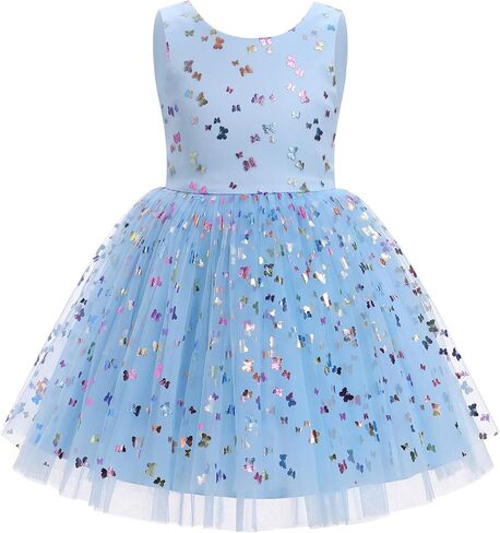 IDOPIP Toddler Baby Girls Sequin Butterfly Tutu Dress Princess Birthday Party Pageant Flower Girl Wedding V-Backless Dresses in Saudi Arabia