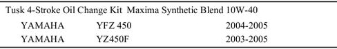 Tusk 4-Stroke Oil Change Kit Maxima Synthetic Blend 10W-40 Compatible with Yamaha YFZ 450/YZ 450F/ 2003-2005 in Saudi Arabia
