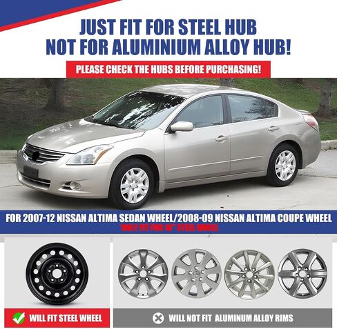 NIXON OFFROAD 16 بوصة Hubcaps لNissan Altima Sedan 2007-2012/Altima Coupe 2008-2009 [العجلة الفولاذية الملائمة فقط] غطاء حافة العجلة (مجموعة من 4) أغطية محور PP بديلة للسيارة (ورنيش، 5134Style) in Saudi Arabia