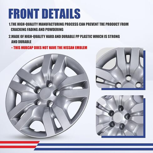 NIXON OFFROAD 16 بوصة Hubcaps لNissan Altima Sedan 2007-2012/Altima Coupe 2008-2009 [العجلة الفولاذية الملائمة فقط] غطاء حافة العجلة (مجموعة من 4) أغطية محور PP بديلة للسيارة (ورنيش، 5134Style) in Saudi Arabia
