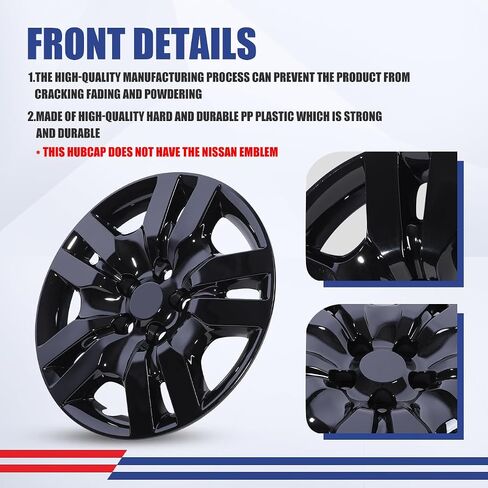 AUTOWIKI 16" Hubcaps لـ 2007-2012 Nissan Altima 2008-2009 Nissan Altima Coupe مظهر أنيق بمسامير تركيب مادة بلاستيكية PP بديلة OE أغطية محور 16 بوصة طلاء أسود 4 عبوات، 40315-ZN60A in Kuwait