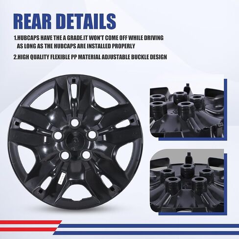 AUTOWIKI 16" Hubcaps لـ 2007-2012 Nissan Altima 2008-2009 Nissan Altima Coupe مظهر أنيق بمسامير تركيب مادة بلاستيكية PP بديلة OE أغطية محور 16 بوصة طلاء أسود 4 عبوات، 40315-ZN60A in Kuwait