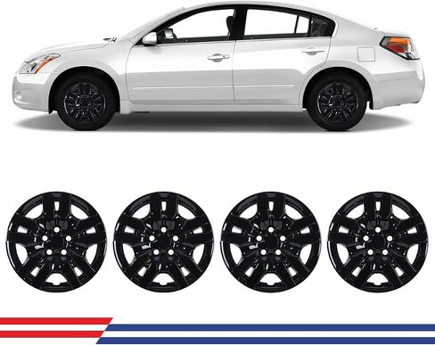 AUTOWIKI 16" Hubcaps لـ 2007-2012 Nissan Altima 2008-2009 Nissan Altima Coupe مظهر أنيق بمسامير تركيب مادة بلاستيكية PP بديلة OE أغطية محور 16 بوصة طلاء أسود 4 عبوات، 40315-ZN60A in Kuwait