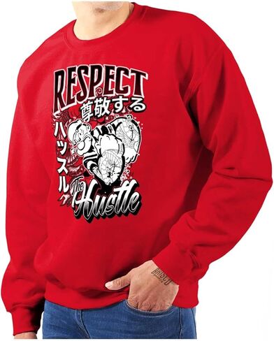 Brisco Brands Cool Rich Popeye Respect The Hustle Men's Crewneck Sweatshirt in Saudi Arabia