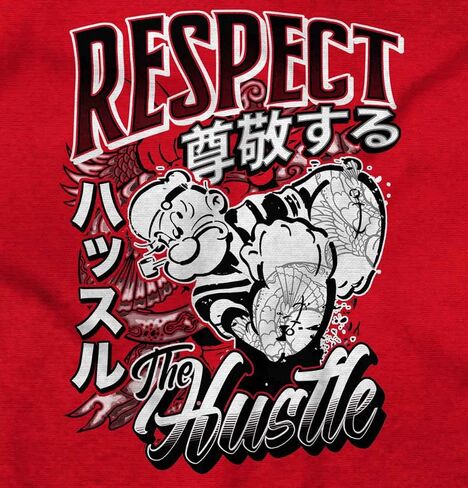 Brisco Brands Cool Rich Popeye Respect The Hustle Men's Crewneck Sweatshirt in Saudi Arabia