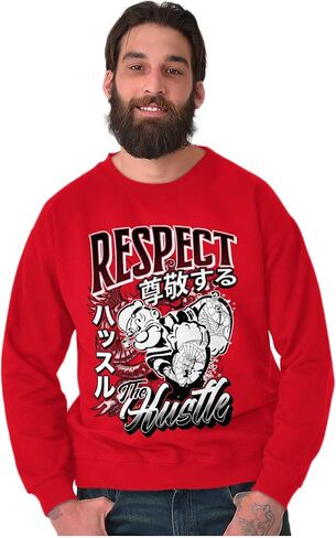 Brisco Brands Cool Rich Popeye Respect The Hustle Men's Crewneck Sweatshirt in Saudi Arabia