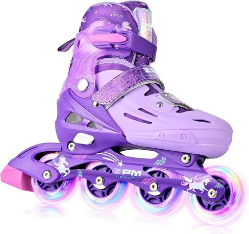 2PM SPORTS Inline Skates for Girls Boys Kids Age 4-8 5-8 6-12 8-12 with Light Up Wheels, Adjustable Inline Skates for Women Youth Size 11C 1 2 3 4 5 6 7 8 in Kuwait