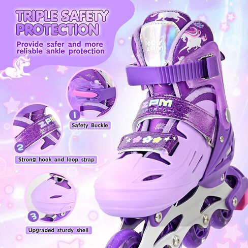 2PM SPORTS Inline Skates for Girls Boys Kids Age 4-8 5-8 6-12 8-12 with Light Up Wheels, Adjustable Inline Skates for Women Youth Size 11C 1 2 3 4 5 6 7 8 in Kuwait