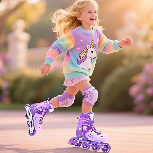 2PM SPORTS Inline Skates for Girls Boys Kids Age 4-8 5-8 6-12 8-12 with Light Up Wheels, Adjustable Inline Skates for Women Youth Size 11C 1 2 3 4 5 6 7 8 in Kuwait