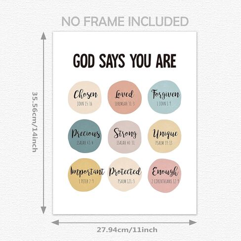 Inspirational Bible Verse Wall Art, God Says You Are, Scripture Art Prints, Minimalist Christian Wall Art Decor, Boho Poster Wall Decor for Home Office, Affirmations Gifts, Unframed (8X10 inch) in Saudi Arabia