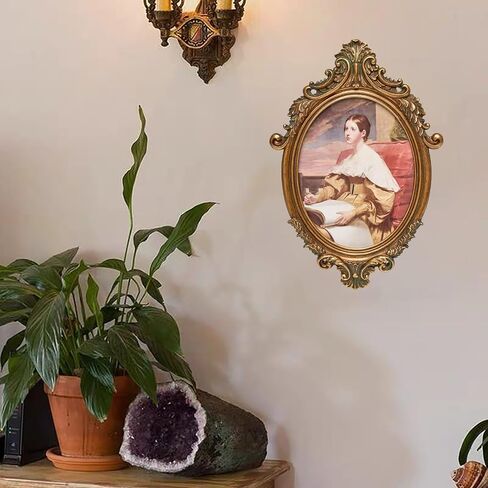 Vintage Oval Picture Frame 7x9 Inch, Antique Ornate Victorian Photo Frames with Glass Front, Tabletop & Wall Hanging, Photo Gallery, Gift Ideas, Imitation Wood in Saudi Arabia