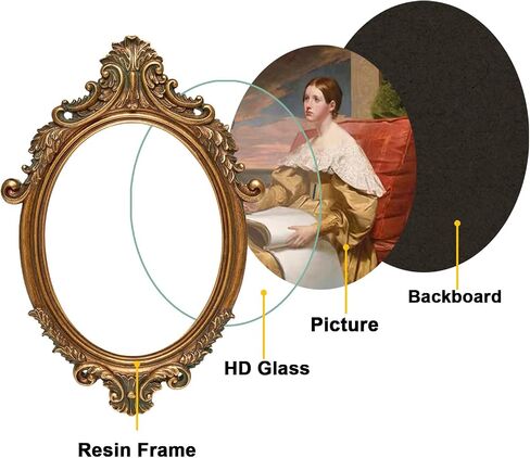 Vintage Oval Picture Frame 7x9 Inch, Antique Ornate Victorian Photo Frames with Glass Front, Tabletop & Wall Hanging, Photo Gallery, Gift Ideas, Imitation Wood in Saudi Arabia
