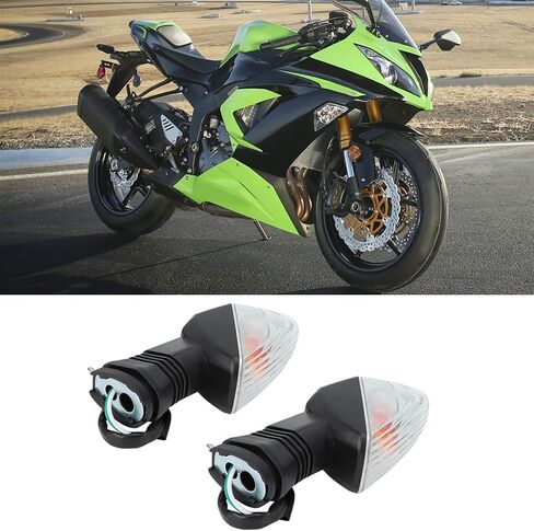 Akozon Turn Light 2 قطعة ملحقات تعديل الدراجة النارية مصباح الانعطاف لـ KAWASAKI NINJA ZX-6R 636 600 ZX-6RR KLE 500 KLE 650 VERSYS KLR 650 Z750S (أسود + أبيض) in Saudi Arabia