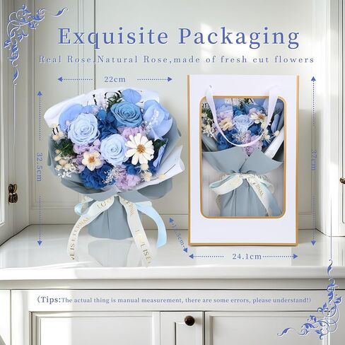 زهور للتسليم باقة زهور الورد المحفوظة، الورود الأبدية، هدية للنساء والأم والزوجة والجدة وعيد الحب وعيد الأم والتخرج in Kuwait