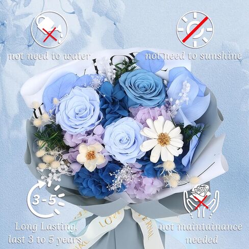 زهور للتسليم باقة زهور الورد المحفوظة، الورود الأبدية، هدية للنساء والأم والزوجة والجدة وعيد الحب وعيد الأم والتخرج in Kuwait