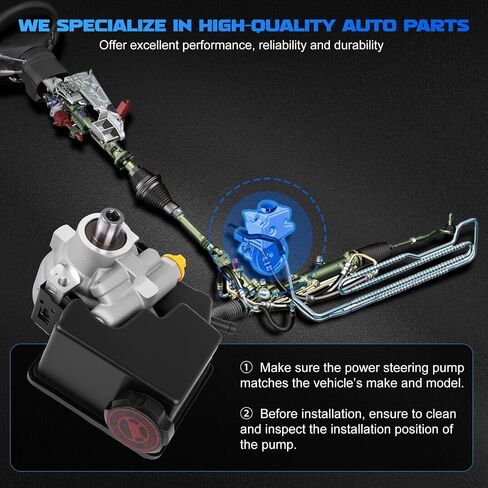 Power Steering Pump with Reservoir 20-55982 for 2005-2009 Allure/LaCrosse for 2004-2005 Impala/Monte Carlo for 2004-2008 Grand Prix 3.8L V6 Power Assist Pump Part # 2055982 26086105 in Saudi Arabia