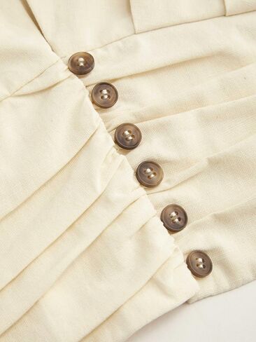 CIDER Shirts for Women V Neck Ruched Button Crop Top Cotton Blend Short Sleeve Oversized Casual Blouse in Saudi Arabia