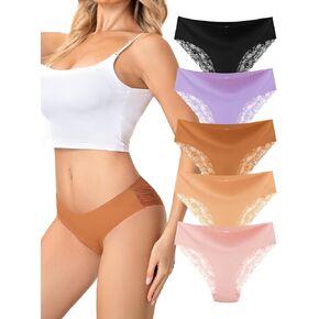voenxe Lace Bikini Underwear for Women,Ladies Lacy Trim Brief,Hipster Panty,Comfortable Panties,Soft Multipack Undies,5 Pack in Saudi Arabia