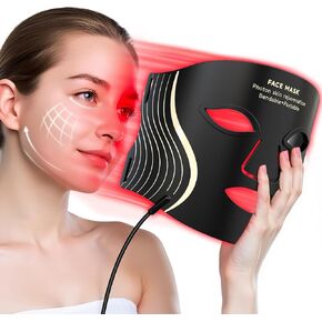 Red Light Therapy Mask for Face, 7 Colors LED Face Mask Light Therapy with Rechargeable Remote, 850NM Infrared & Red Light Mask, Portable Anti-Aging & Skin Rejuvenation Device for Home Use or Travel in Saudi Arabia