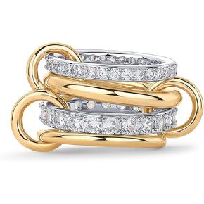 PAVOI 14K Gold Plated Mixed Metal Two Tone Stackable Ring for Women | Double Band Cubic Zirconia Interlocking Stackable Ring | Size 5 in Kuwait