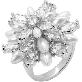 حلقات القلق من Aura & lrena Fidget Ring للنساء، حلقات تململ للقلق مع قرص لؤلؤي، قابل للتعديل مطلي بالذهب عيار 18 قيراط غير مشوه هدية خاتم زهور للزوجة الأم والصديقة in Kuwait