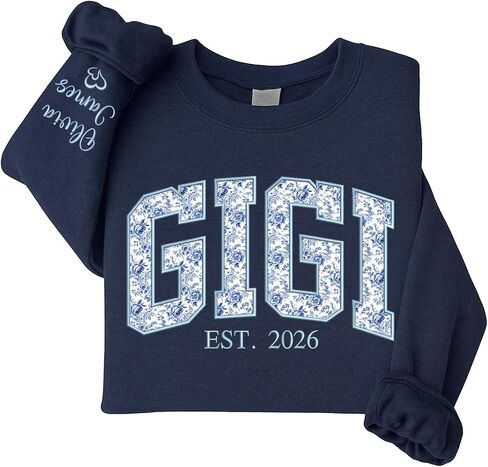 Personalized Floral Embroidered Mama Sweatshirt, Custom Mama Sweatshirt, Grandma Gifts Christmas, Mother's Day 6 in Kuwait