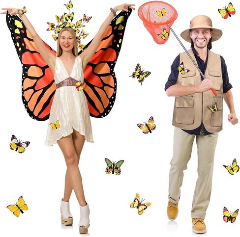 Halloween Couple Costume for Adult Butterfly and Butterfly Catcher Costume for Women Men Friends Cosplay for Halloween Party Supplies in Saudi Arabia