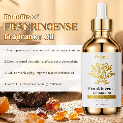 Frankincense Essential Oil - 4 Fl Oz - 100% Pure - Diffuser Oil - Essential Oils for Skin - Anti-Aging,Reduces Fine Lines in Kuwait