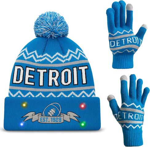 Vintage Classic Skull Cap Beanie LED Hat with Gloves Cuffed Winter Hat Knit Comes Gifts for Men Women Fans in Saudi Arabia