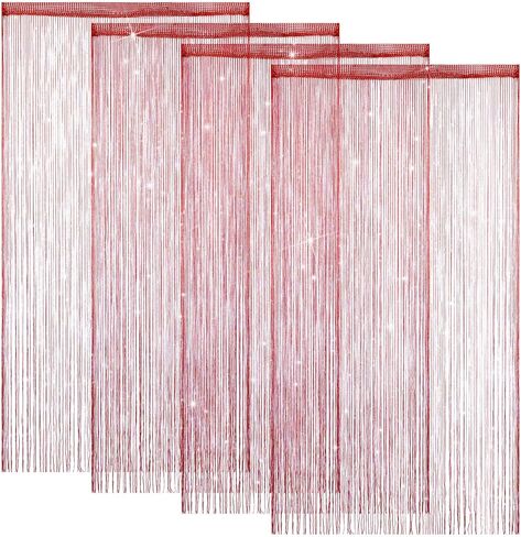 4 قطع ستائر لامعة من ستائر المدخل، ستائر خرز للمدخل، 99 × 79 بوصة معلقة هامشية لغرفة الهبي مقسمة للباب ستارة بوهو للأبواب شرابة للمداخل والنوافذ والخزانة وديكور الخصوصية (الشمبانيا) in Kuwait