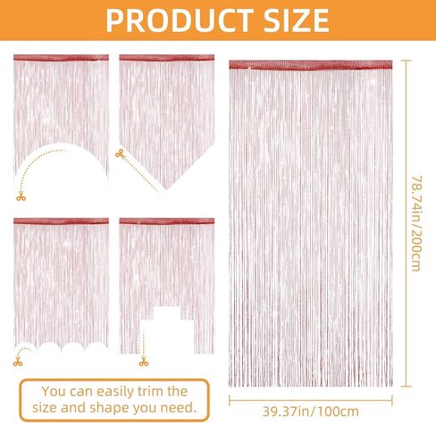 4 قطع ستائر لامعة من ستائر المدخل، ستائر خرز للمدخل، 99 × 79 بوصة معلقة هامشية لغرفة الهبي مقسمة للباب ستارة بوهو للأبواب شرابة للمداخل والنوافذ والخزانة وديكور الخصوصية (الشمبانيا) in Kuwait