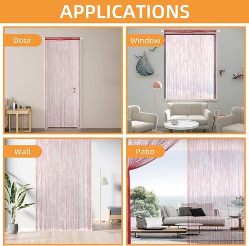 4 قطع ستائر لامعة من ستائر المدخل، ستائر خرز للمدخل، 99 × 79 بوصة معلقة هامشية لغرفة الهبي مقسمة للباب ستارة بوهو للأبواب شرابة للمداخل والنوافذ والخزانة وديكور الخصوصية (الشمبانيا) in Kuwait