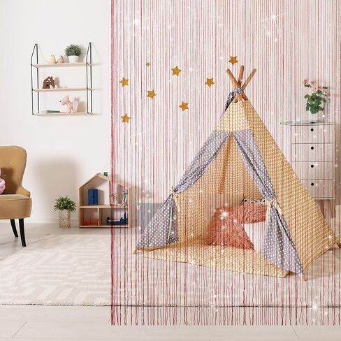 4 قطع ستائر لامعة من ستائر المدخل، ستائر خرز للمدخل، 99 × 79 بوصة معلقة هامشية لغرفة الهبي مقسمة للباب ستارة بوهو للأبواب شرابة للمداخل والنوافذ والخزانة وديكور الخصوصية (الشمبانيا) in Kuwait