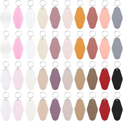 40 PCS Hotel Keychain Blank with Key Rings,20 Colors Rainbow Plastic Rhombus Vintage Motel Keychains Blank for DIY Sublimation Luggage Tag Label Craft Gifts Decorations. in Saudi Arabia