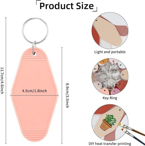 40 PCS Hotel Keychain Blank with Key Rings,20 Colors Rainbow Plastic Rhombus Vintage Motel Keychains Blank for DIY Sublimation Luggage Tag Label Craft Gifts Decorations. in Saudi Arabia