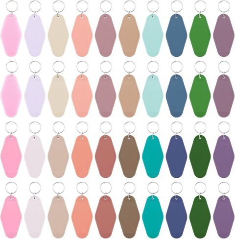 40 PCS Hotel Keychain Blank with Key Rings,20 Colors Rainbow Plastic Rhombus Vintage Motel Keychains Blank for DIY Sublimation Luggage Tag Label Craft Gifts Decorations. in Saudi Arabia