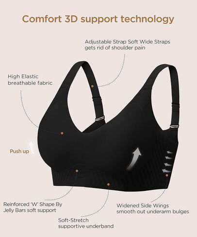 habibee حمالات الصدر للنساء لا Underwire سلس رفع حمالة الصدر اللاسلكية التغطية الكاملة مريحة اليومية تي شيرت حمالات الصدر 32D-44D in Kuwait