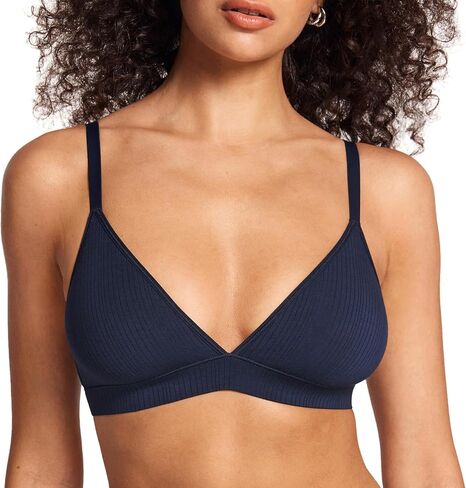 Women's Natrelax Triangle Bralette No Underwire Plunge Unlined Ribbed Soft Wireless Bra V Neck Sexy Everyday in Kuwait